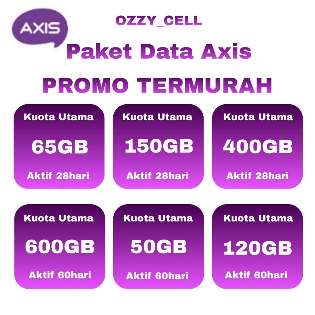 SUPER PROMO Paket Data Kuota AXIS Aigo Bronet Kuota 120GB 60hari
