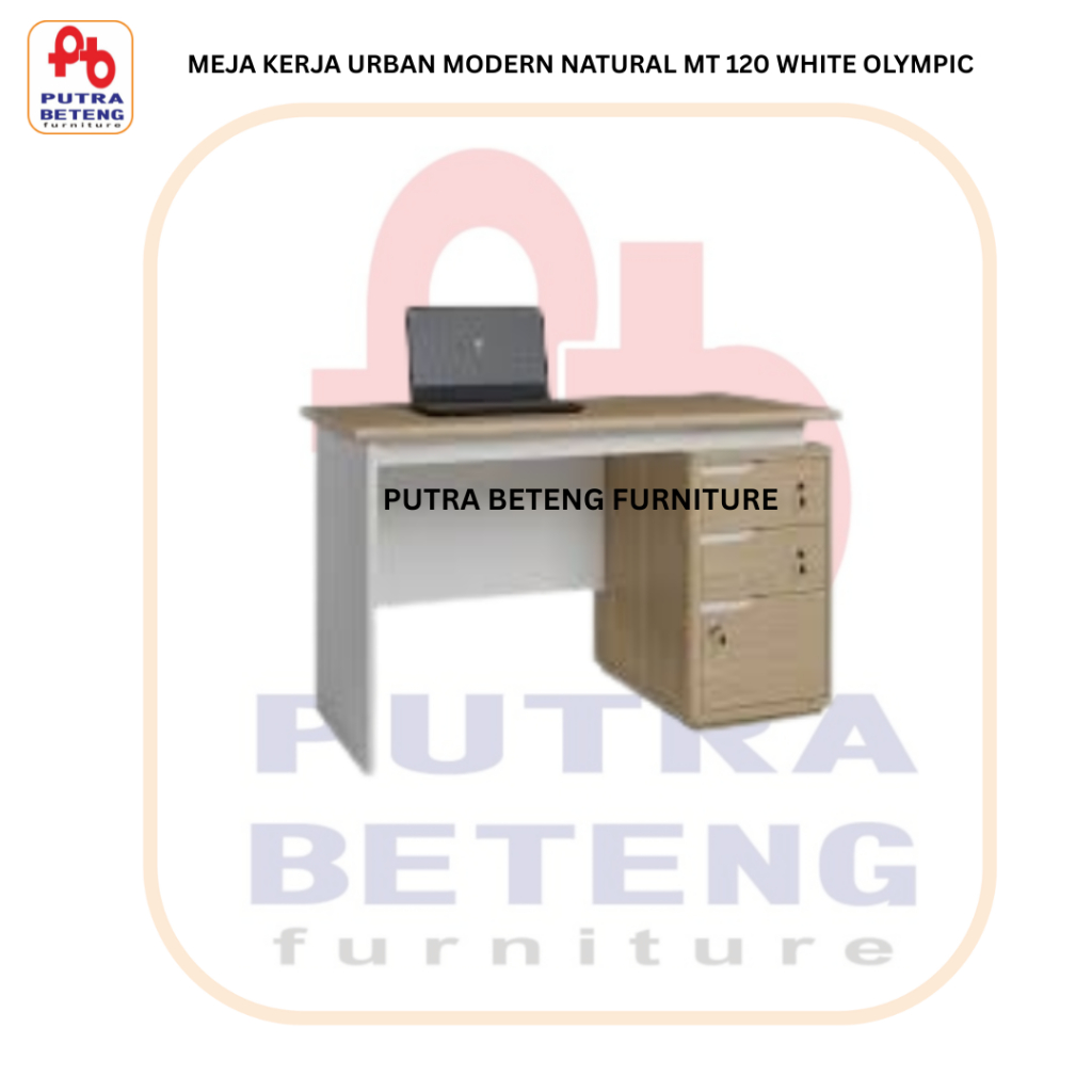 MEJA KERJA OLYMPIC URBAN MODERN NATURAL WHITE MT 120