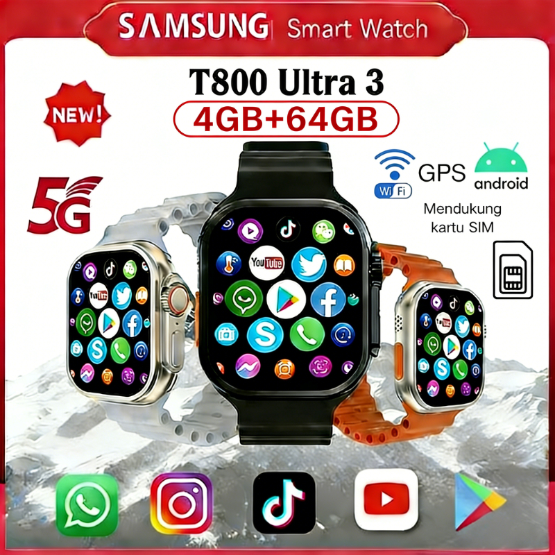 Samsung Smartwatch S9Ultra/S8Ultra Pro Sim Card Support 4G/5G  360° Rotational Camera Support Video 
