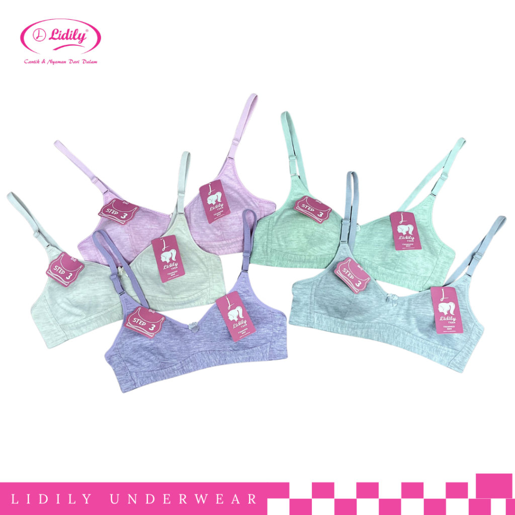 LIDILY - Bra Remaja Tanpa Kawat Lembut Cotton Lidily Step 3 Uk 32–36 | BH Anak ABG Nyaman Sehari-har