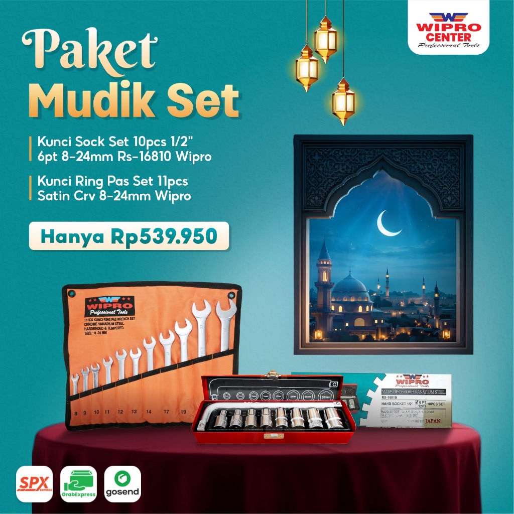 Paket Kunci Ring Pas Set 11pcs WIPRO + Kunci Sock Set 10pcs WIPRO