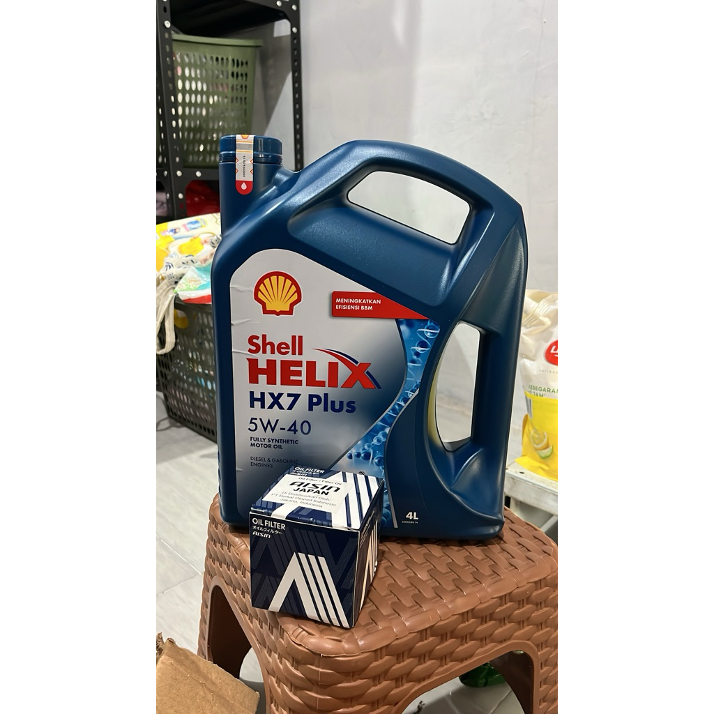 OLI MOBIL SHELL HX7 4L SAE 5w-40 UNTUK BENSIN DAN SOLAR, MOBIL KIJANG, INOVA, TERIOS, AVANZA, XENIA 
