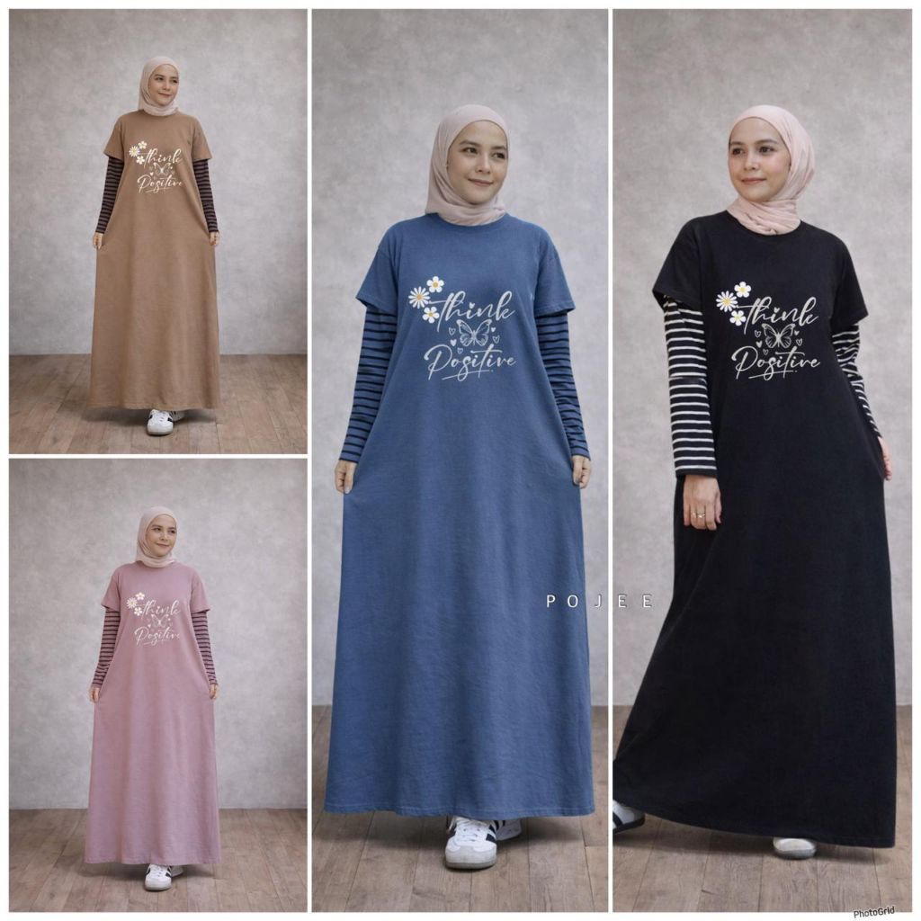 GAMIS POJEE/RANIA DRESS/MIDI KAOS COMBAD 20S/GAMIS SABLON PLASTISOL/GAMIS KAOS LENGAN SALUR RAGLAN