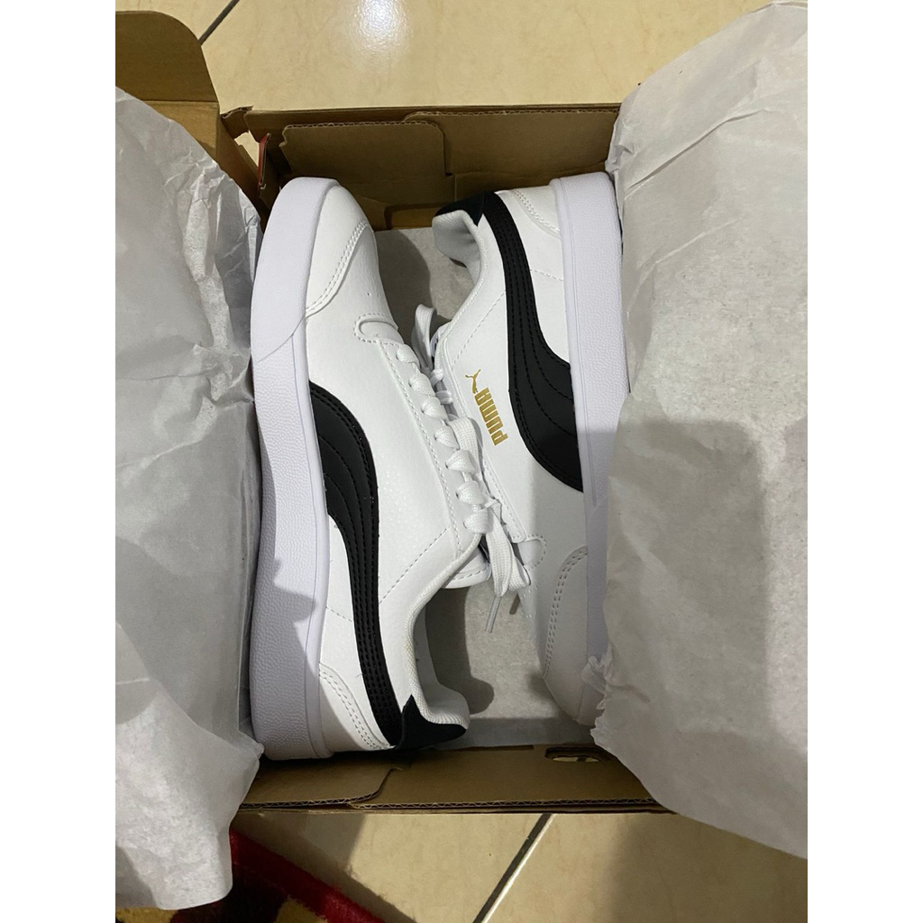 new puma shuffle sneakers black white gold