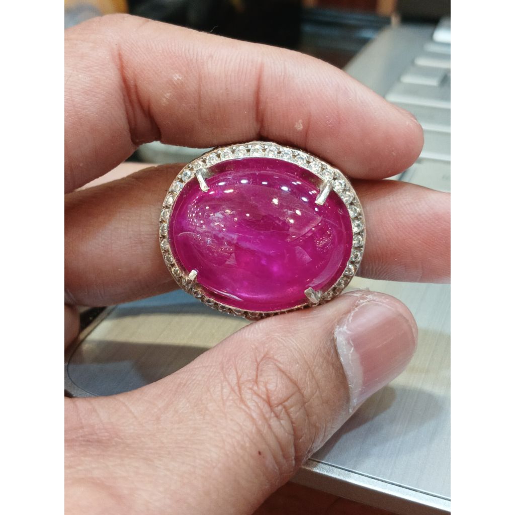 cincin ruby kristal jumbo.ring perak  . bagus buat koleksi
