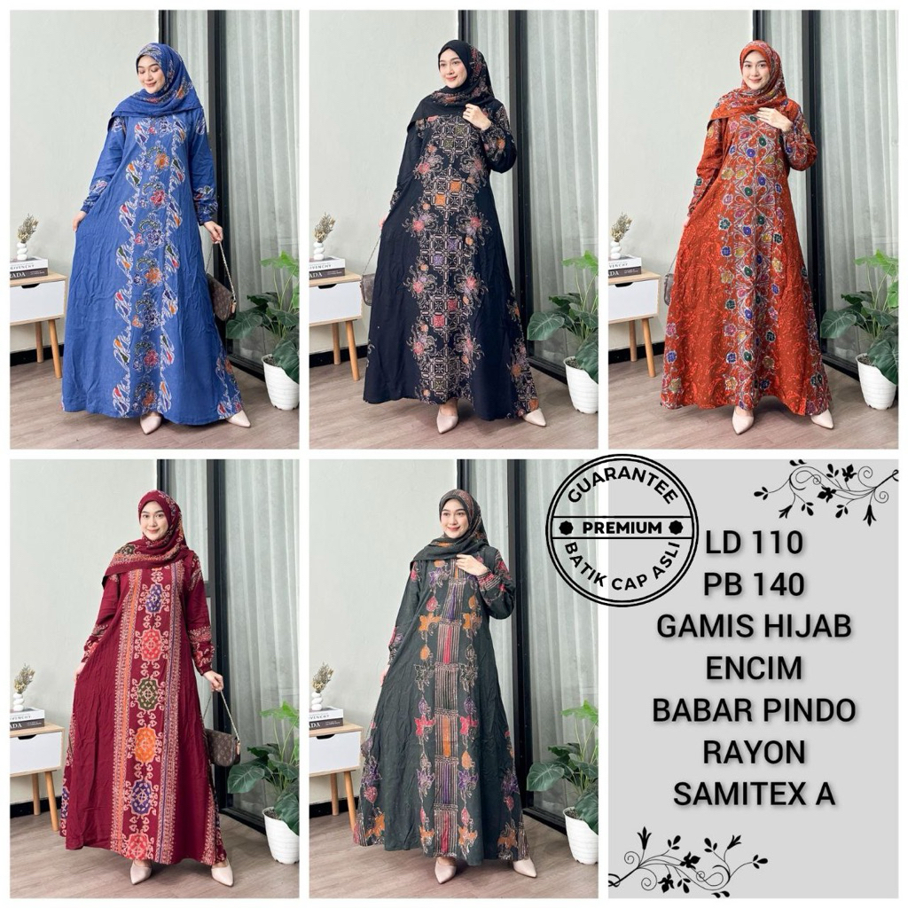GAMIS SET HIJAB | GAMIS BATIK CAP| GAMIS BATIK CAP PREMIUM| GAMIS BATIK PEKALONGAN