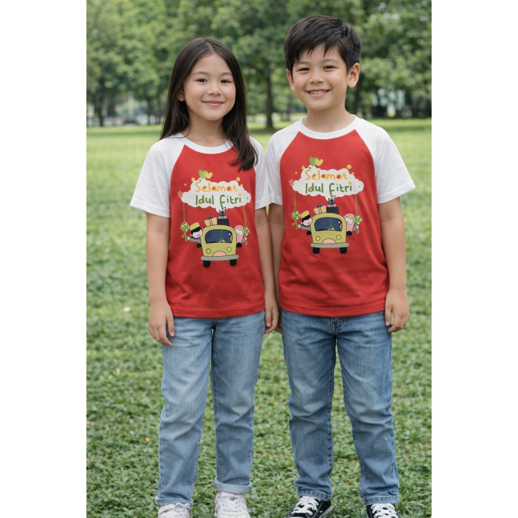 ( BISA COD ) kaos raglan anak lengan pendek// kaos raglan motif idul fitri