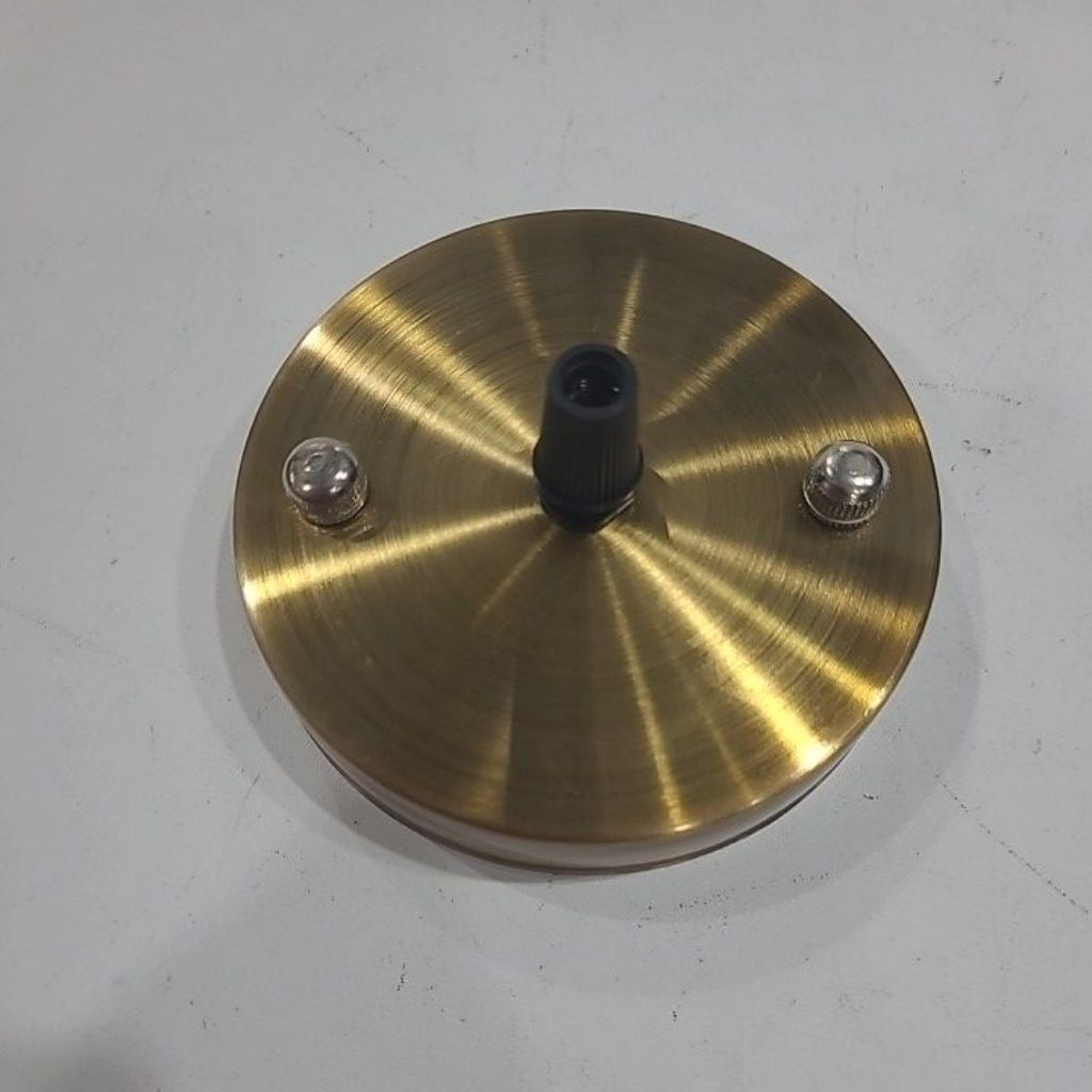 sparepart kap base plafon lampu gantung 1 lubang hias base engkel ukuran besar diameter 10 cm gold /