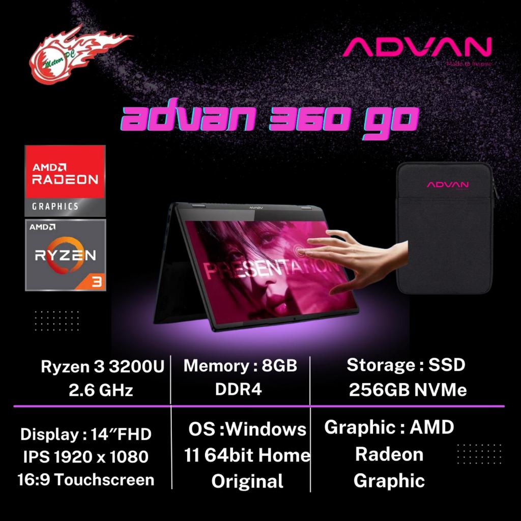 Advan 360 GO AMD Ryzen 3 3200U /8GB/SSD256GB 14 FHD IPS Touchscreen/Win11 HOME