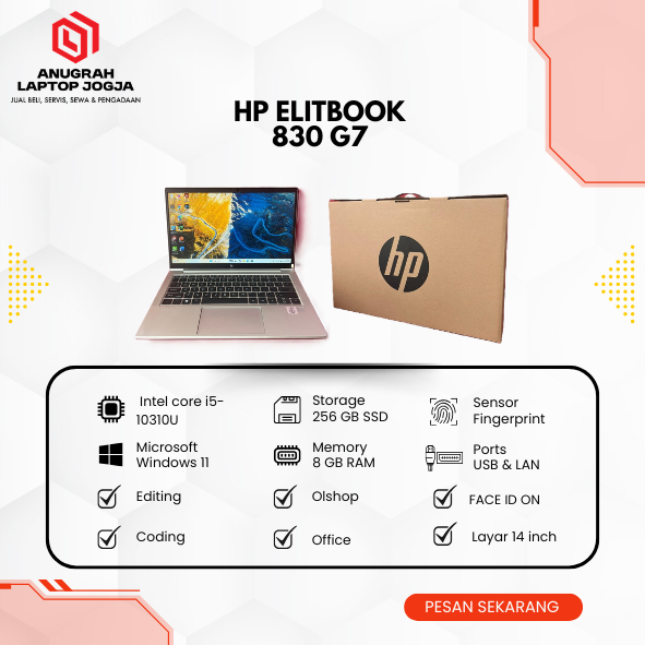 Hp elitbook 830 G7 second mulus core i5 Gen 10 8gb Ram 256 Ssd 14Inch
