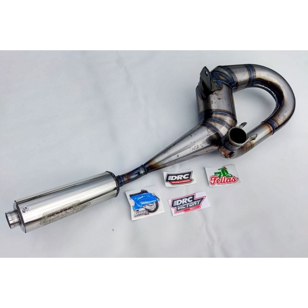 knalpot vespa buang kanan bahan plat DRC Victory silencer las paten