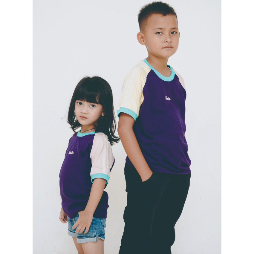 VIXLO Kaos Anak Raglan Colorblock Ungu-Pink