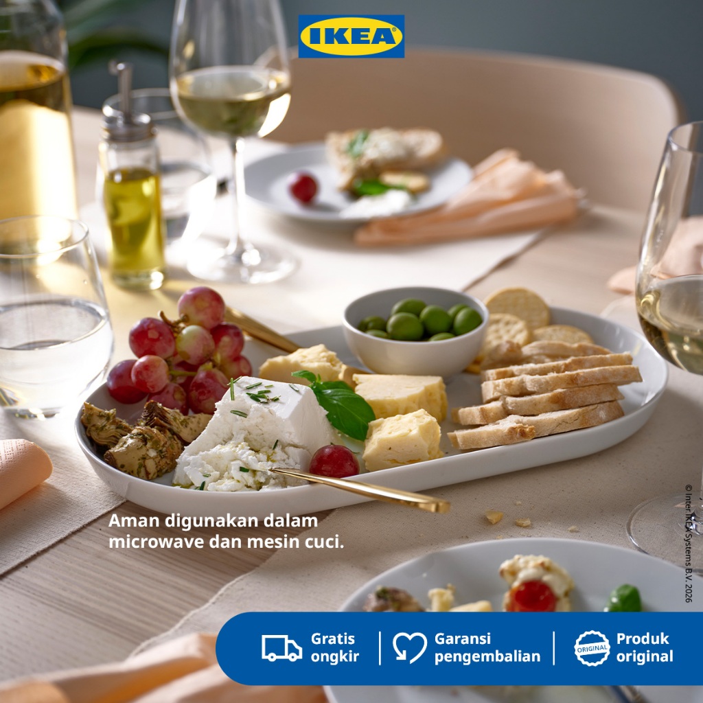 IKEA 365+ Piring Saji Cekung Putih Awet Dan Tahan Lama 36x20cm