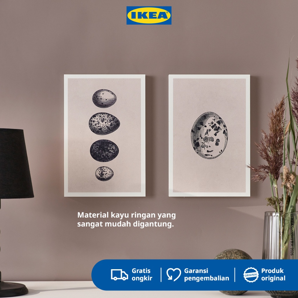 IKEA BJORNAMO Hiasan Dinding Lukisan Dekoratif Ruangan Kayu 20x30cm
