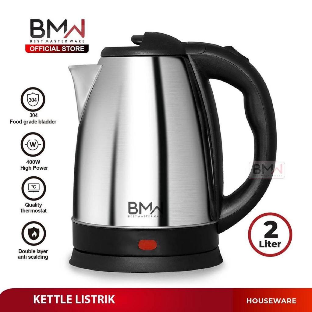 BMW Teko Listrik Air Minum 2L Stainless Steel Pemanas Air Kettle Besar 500 Watt 220-240V Kettle List