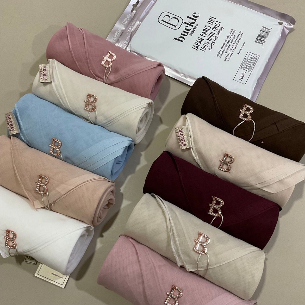 Hijab Segiempat Paris Japan Ori  Kerudung Buckle Scarves  Jilbab Voal Paris Terbaru