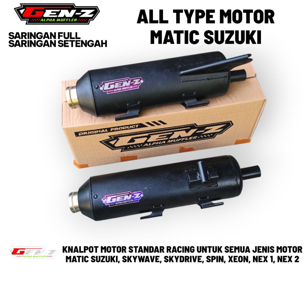 KNALPOT MOTOR MATIC SUZUKI SUARA BASS ADEM SXIWAVE AEROX SKYDIVE SPIN ORIGINAL GEN-Z