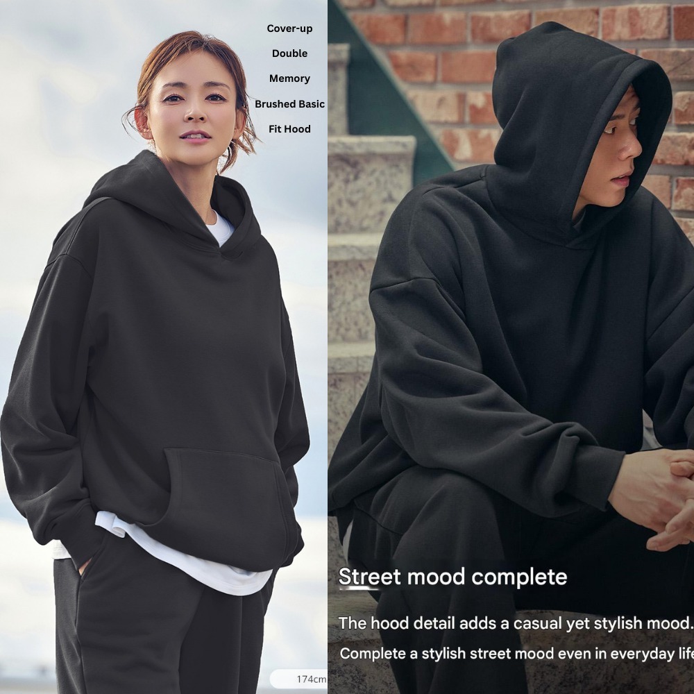 Sweatshirt Pria Lengan Panjang (STL142 COVERUP BRUSHED-BLACK HOOD)