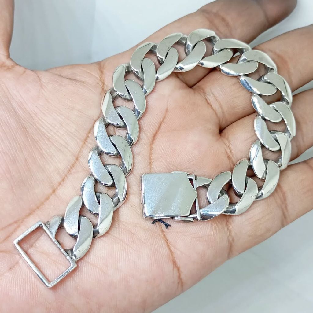 Gelang Rantai polos pria Perak Silver 925