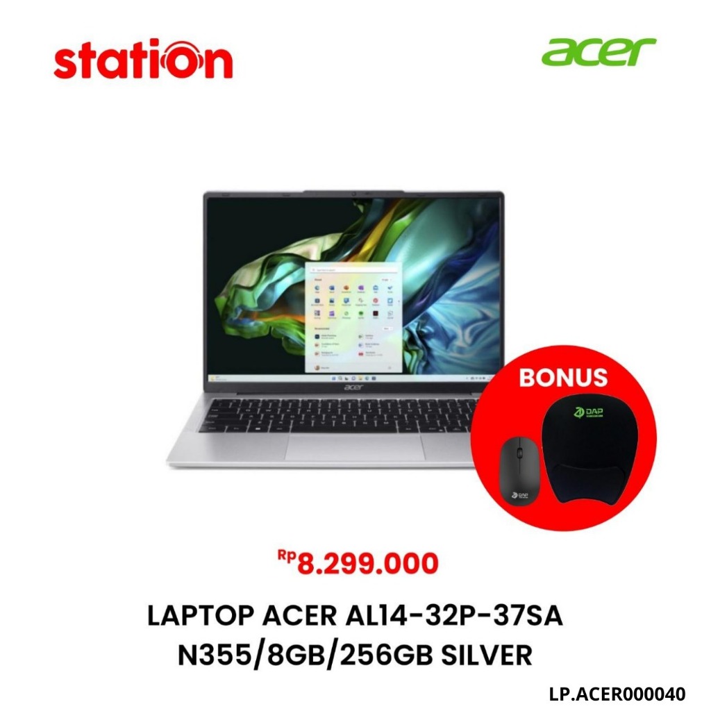 LAPTOP ACER AL14-32P-37SA N355 8GB-256GB SILVER