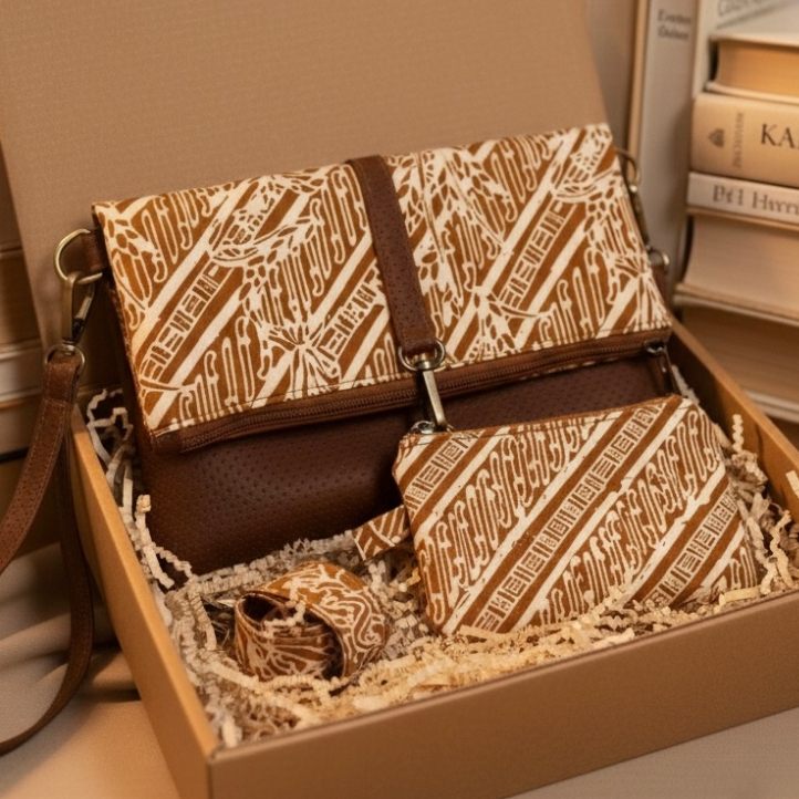 Hampers Tas Batik Premium Wanita – Sling Bag Batik Elegant – Kado Pernikahan Exclusive – Souvenir We