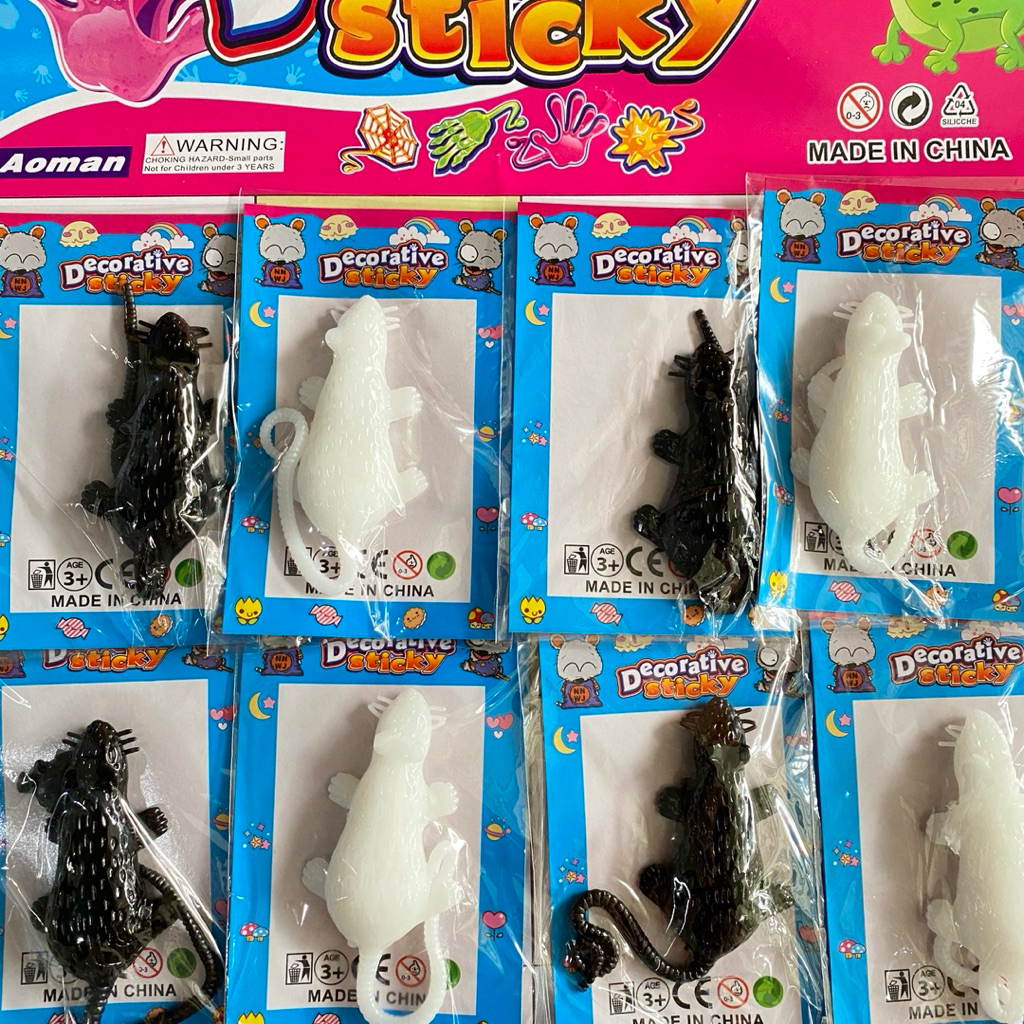 tikus prank sticky jelli hitam / mainan animal karet figure / mainan prank