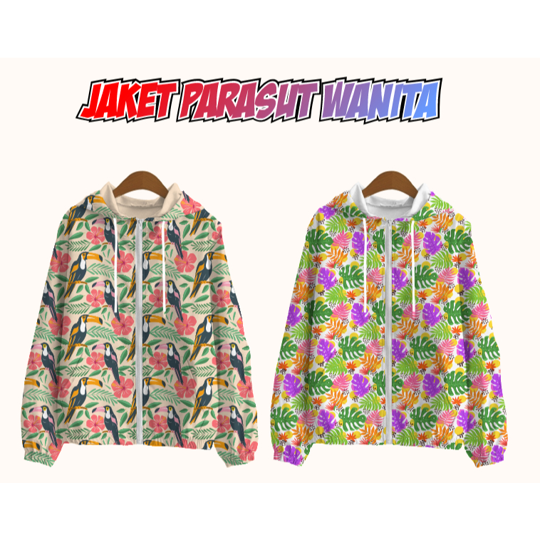 JAKET NEW MOTIF PARASUT FULLPRINT | JAKET WANITA | JAKET PARASUT