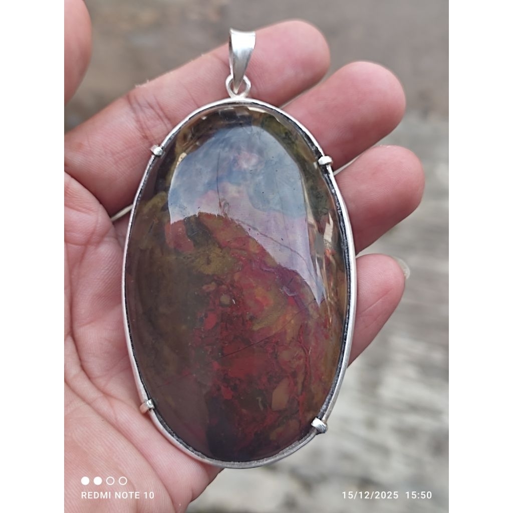 Liontin Batu Garut Natural Ukuran Jumbo Ring Iketan Perak