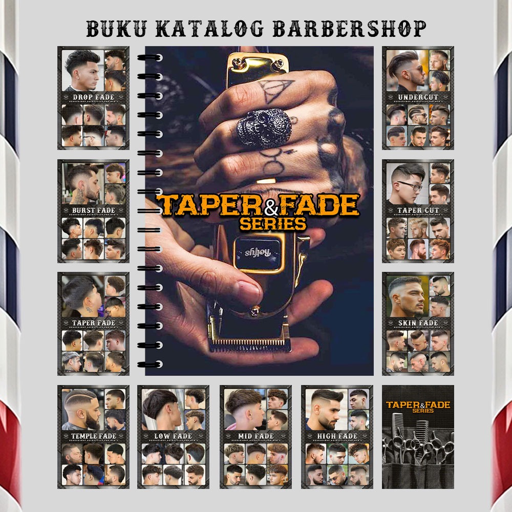 Buku Katalog Model Potong Rambut Pria Majalah Pangkas Rambut  Buku Barbershop Taper & Fade Series - 
