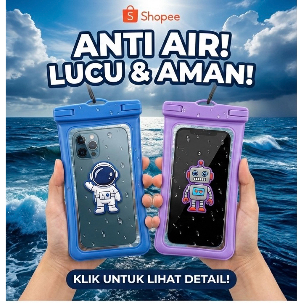 Sarung HP Anti Air Karakter / Pouch Waterproof Smartphone | Tas Pelindung Renang Pantai Anti Debu Pa
