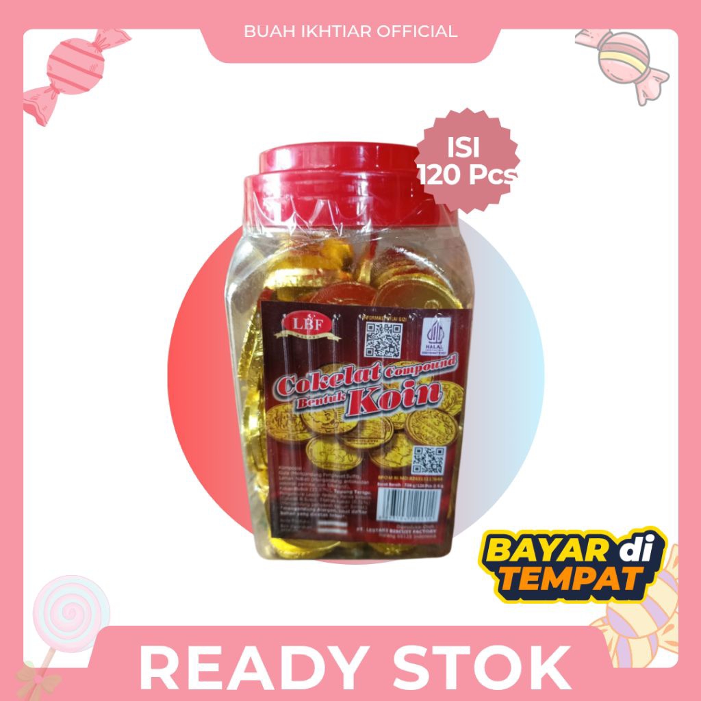 Coklat Koin Emas LBF 1 Toples Isi 120 Pcs - Coklat Golden Roundies Koin Murah
