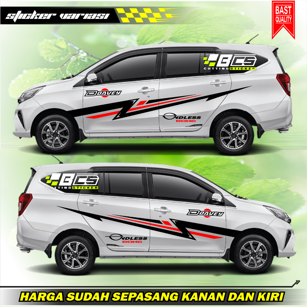 stiker cutting mobil sigra hitam dan putih promo list stiker mobil sigra terbaru
