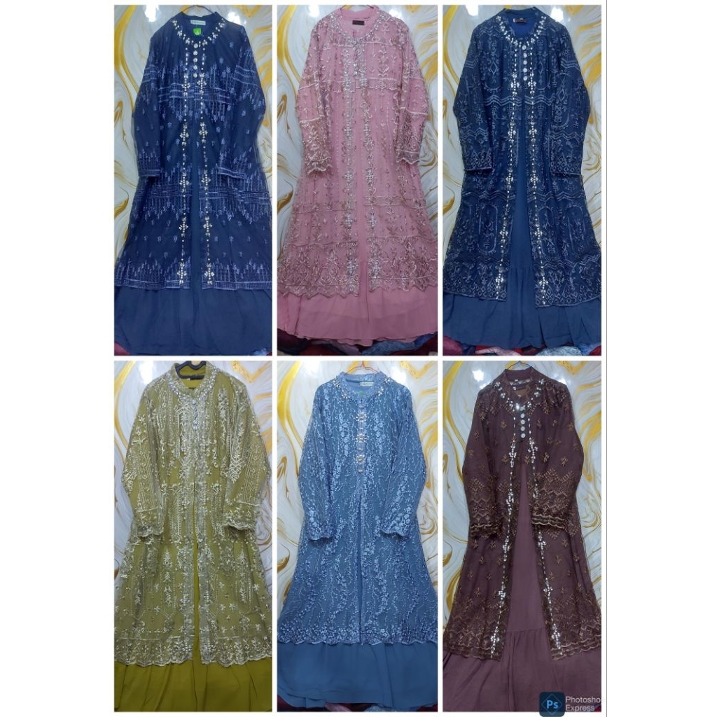 gamis terbaru / gamis outer lepas pasang / gamis brokat / gamis brukat / gamis pesta