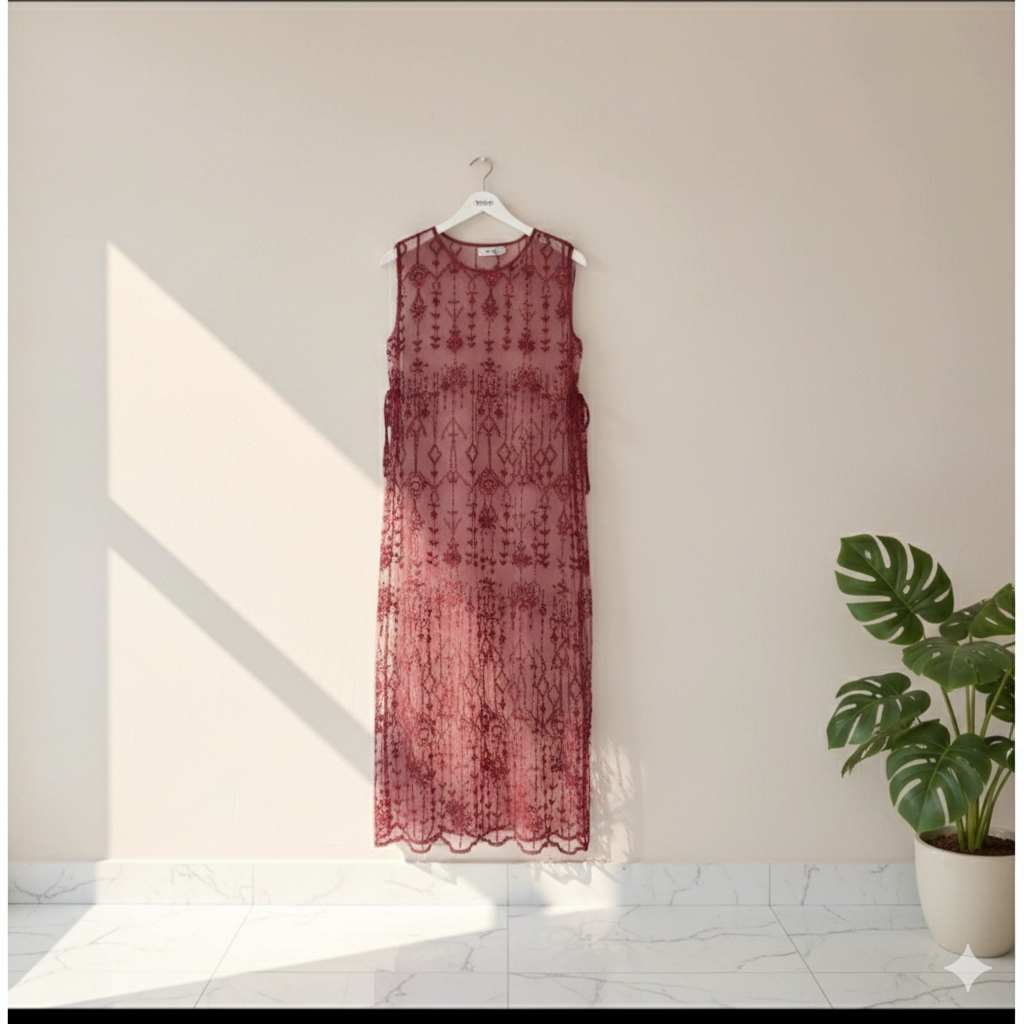 Outer Rompi Long Vest Tule Tile cardigan rompi wanita motif Random