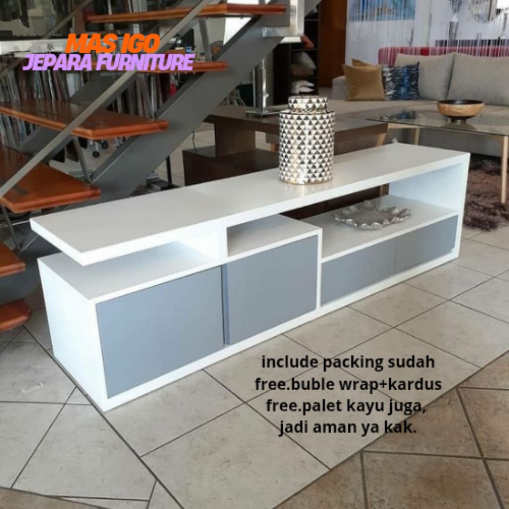 Meja TV Aesthetic Modern Minimalis Serbaguna - Gratis Palet Kayu