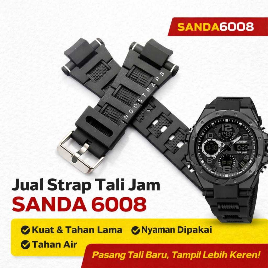 Rubber Strap Jam Sanda 6008 Strap Tali Jam Tangan SANDA 6008 – Kuat & Nyaman Dipakai