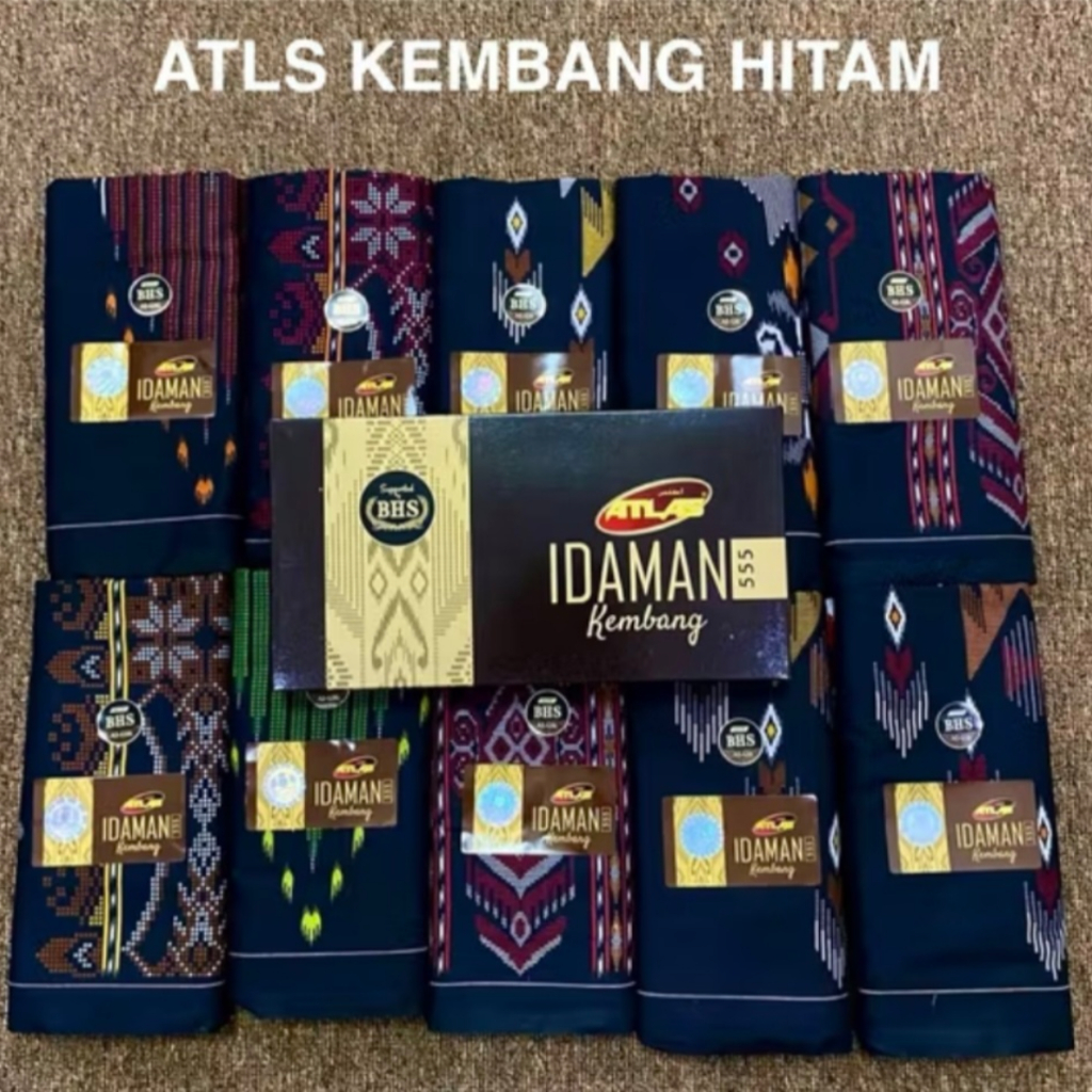 Sarung ATLAS Idaman 555 Harmoni / Kembang Motif BHS MSD 01  Seri Hitam Kombinasi Warna