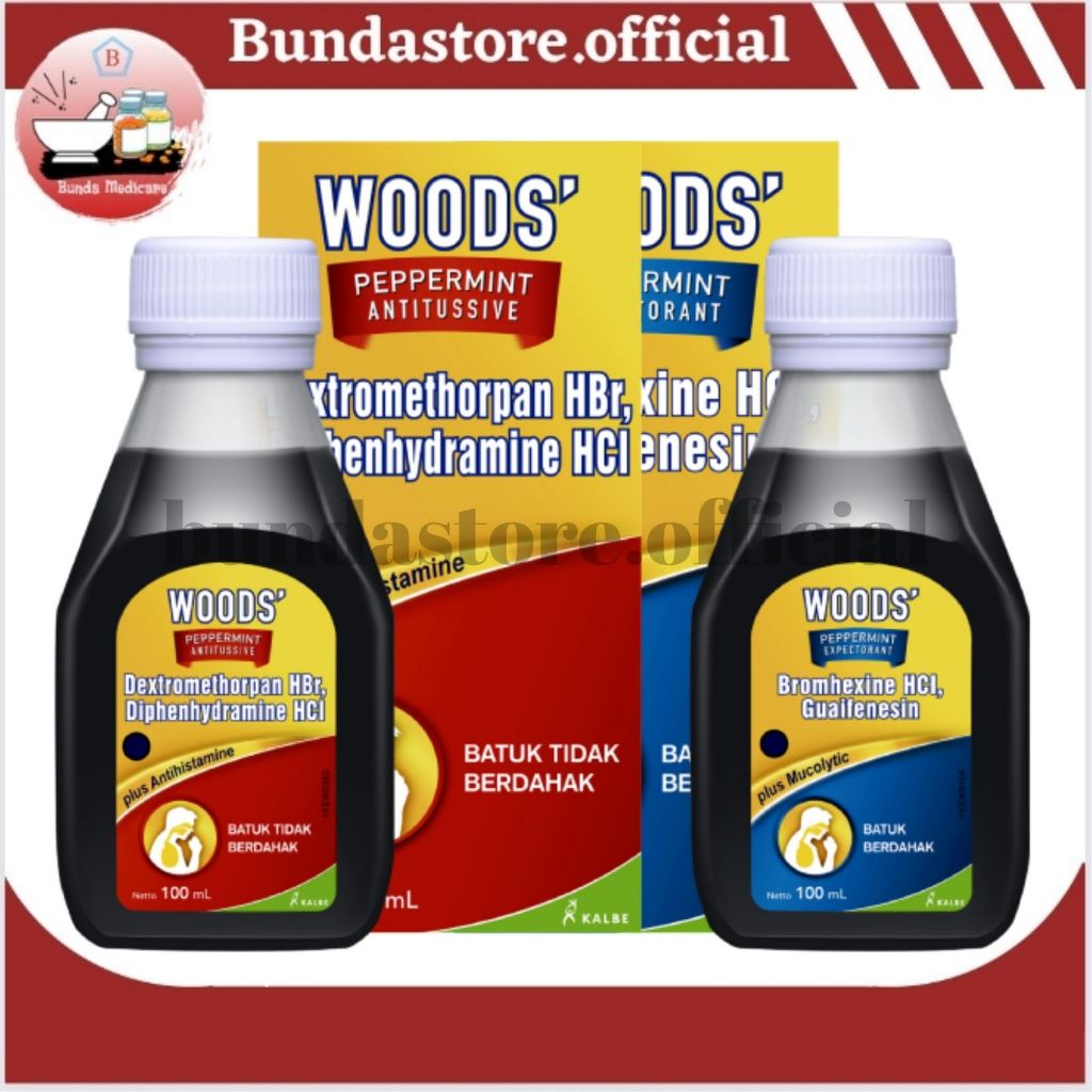 Woods Peppermint Expectorant Sirup 60 ml / 100 ml - Obat Meredakan Batuk Berdahak/ Woods antitusive 