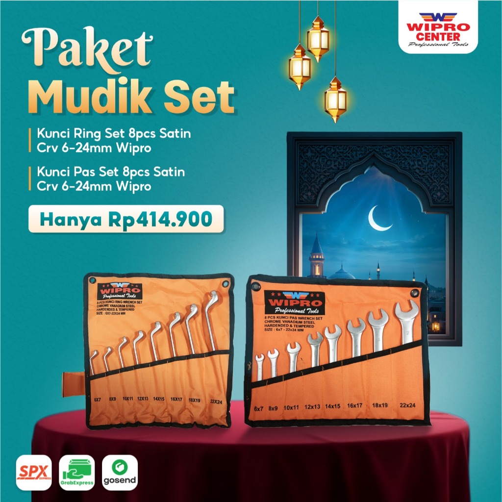 Paket Promo Tool Set Kunci Pas Set 8 pcs WIPRO + Kunci Ring Set 8 pcs WIPRO