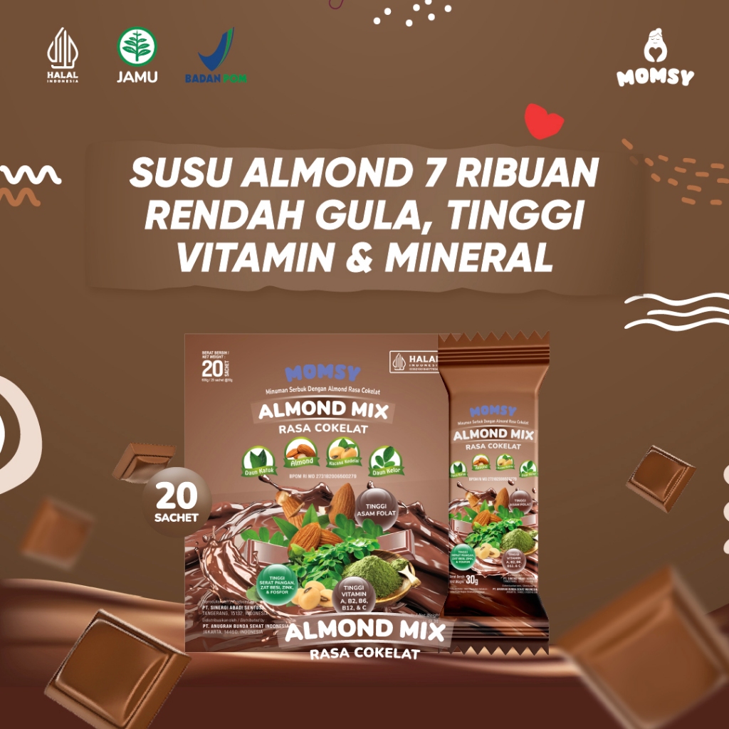 [FLASH SALE] MOMSY Susu ALMOND MIX COKELAT - 20 SACHET