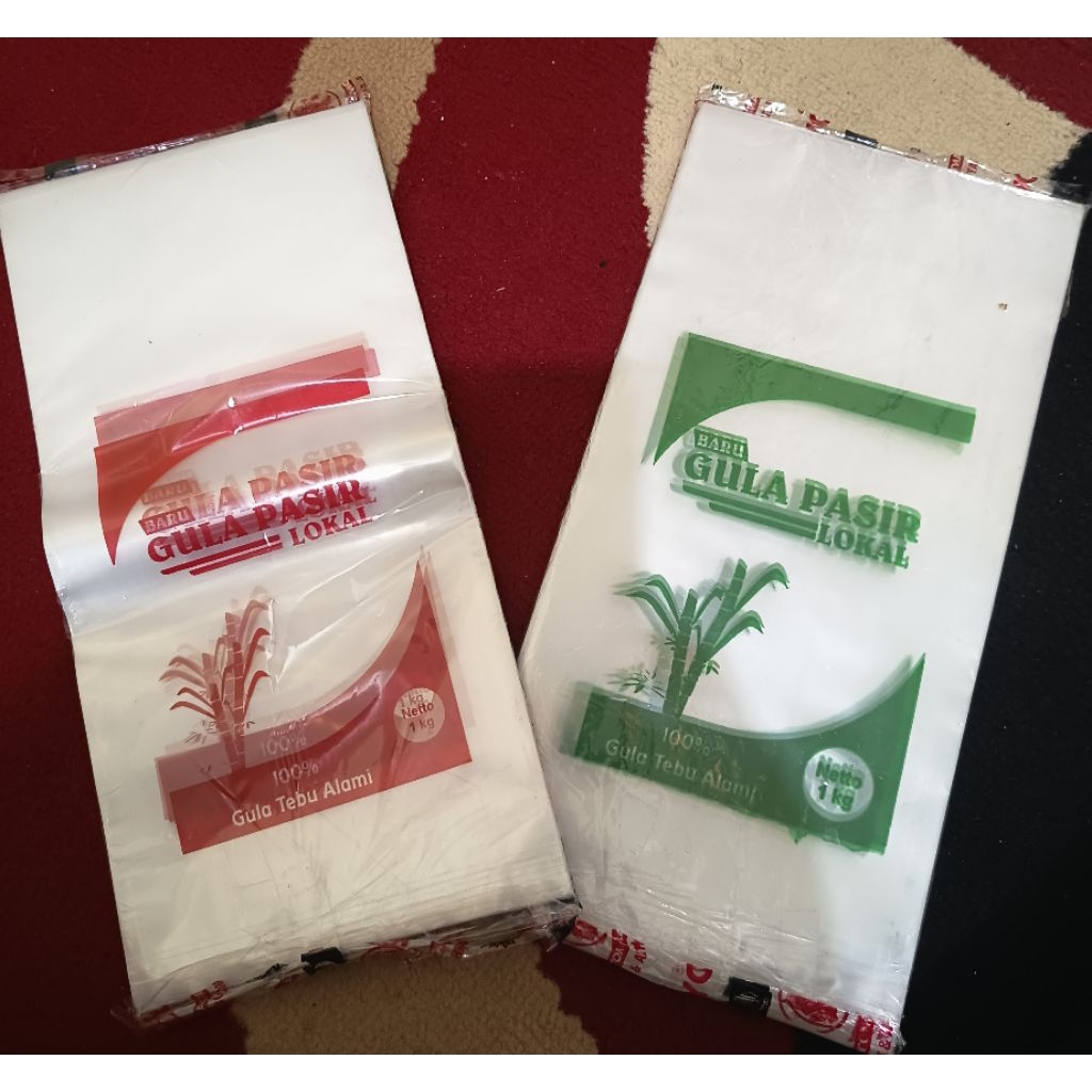 Plastik kemasan gula pasir 1 kg sablon gula pasir lokal