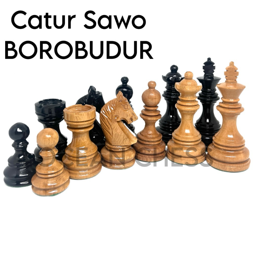 Bidak Catur Kayu Sawo model BOROBUDUR