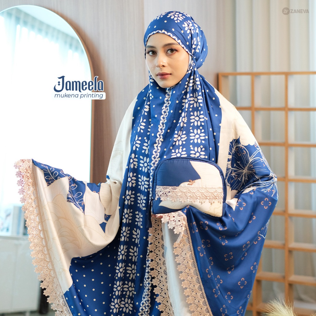 ZANEVA – Jameela Prayer Set Mukena Printing Premium | Mukena Dewasa Elegan untuk Lebaran & Daily