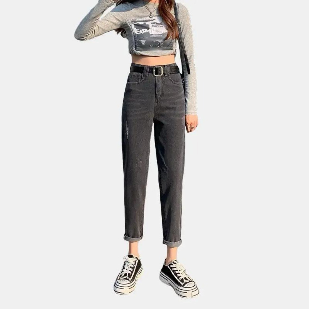 JJ Studio Celana Jeans Panjang Wanita Jeans Sobk Highwaist Jeans Boyfriend Import Premium Jeans Kore