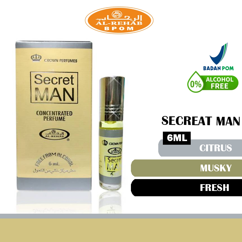 [Roll On 6ml] Parfum Oil Al REHAB SECRET MAN BPOM | Original Saudi Berizin BPOM | Consentrated Oil