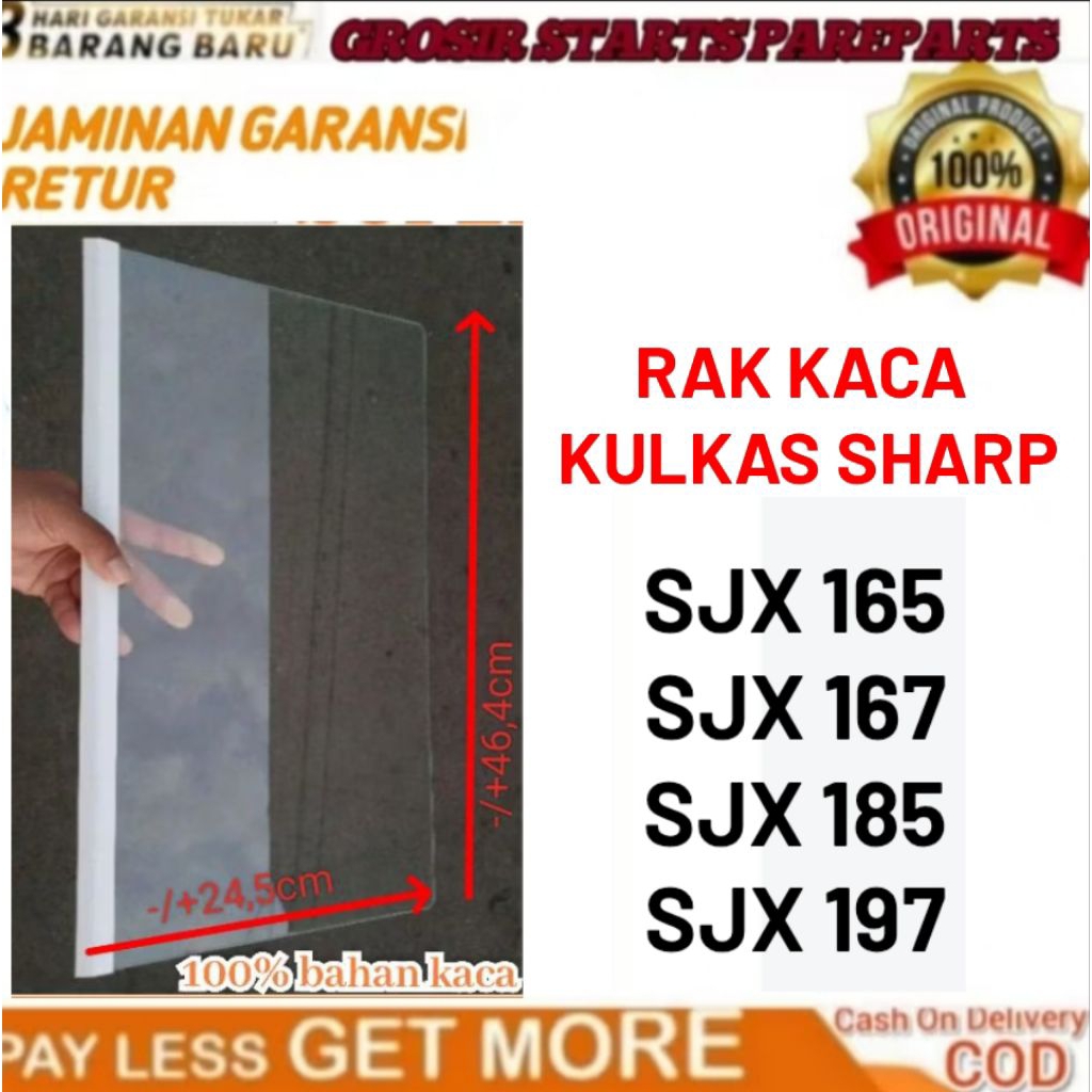 rak kaca/rak tengah kulkas sharp SJX 185, SJX 165, SJX 167, SJX 197