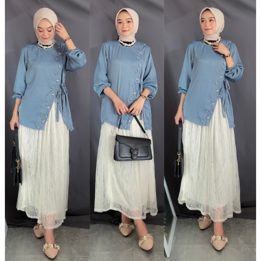 Luxy Blouse Cantik Elegan Baju Atasan Wanita Terbaru Outfit Blus Kondangan, Hari Raya, Bridesmaids, 