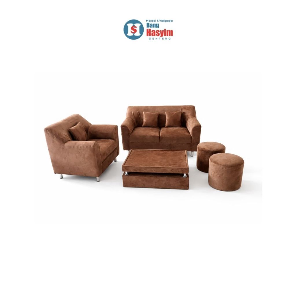 BANG HASYIM Sofa Tamu Minimalis Set Lengkap, Sofa Bludru Modern, Set Sofa Ruang Tamu Murah, Sofa 1 2