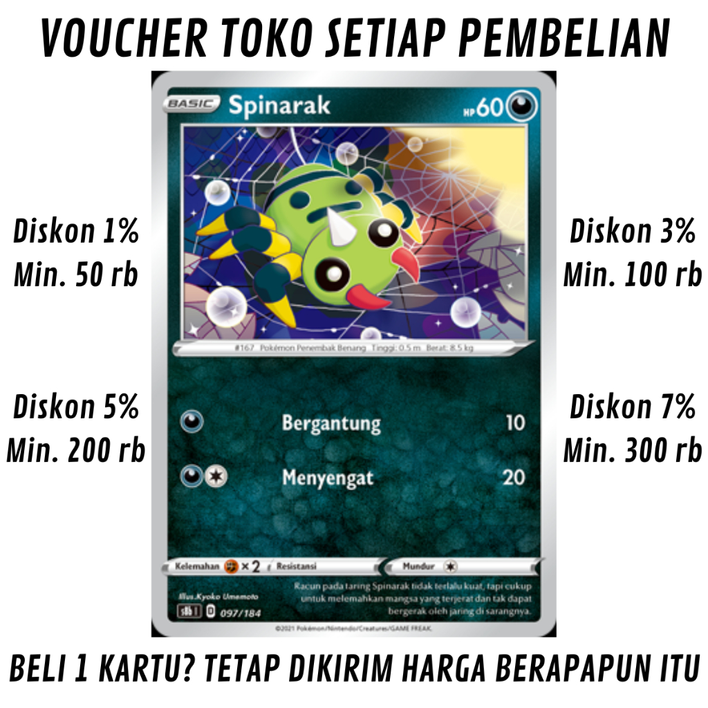 [276] Kartu Pokémon TCG Bahasa Indonesia KONDISI NM (NEAR MINT) Spinarak High Class Booster Pack VMA