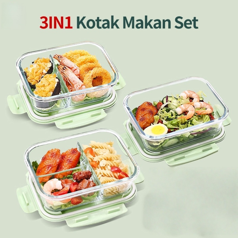 Kotak Tempat Makan Kaca Glass Food Container Kotak makan Lunch Box Kotak Bekal Makan Kaca